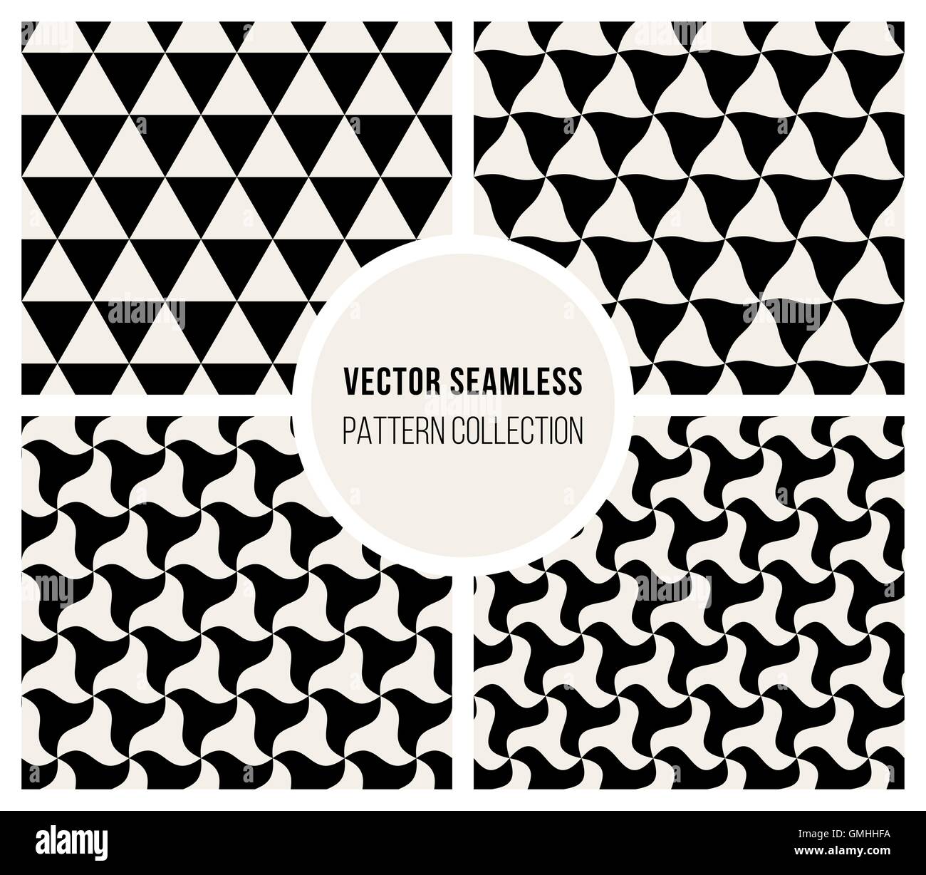 Seamless Vector Triangle noir et blanc motif arrondi Illustration de Vecteur