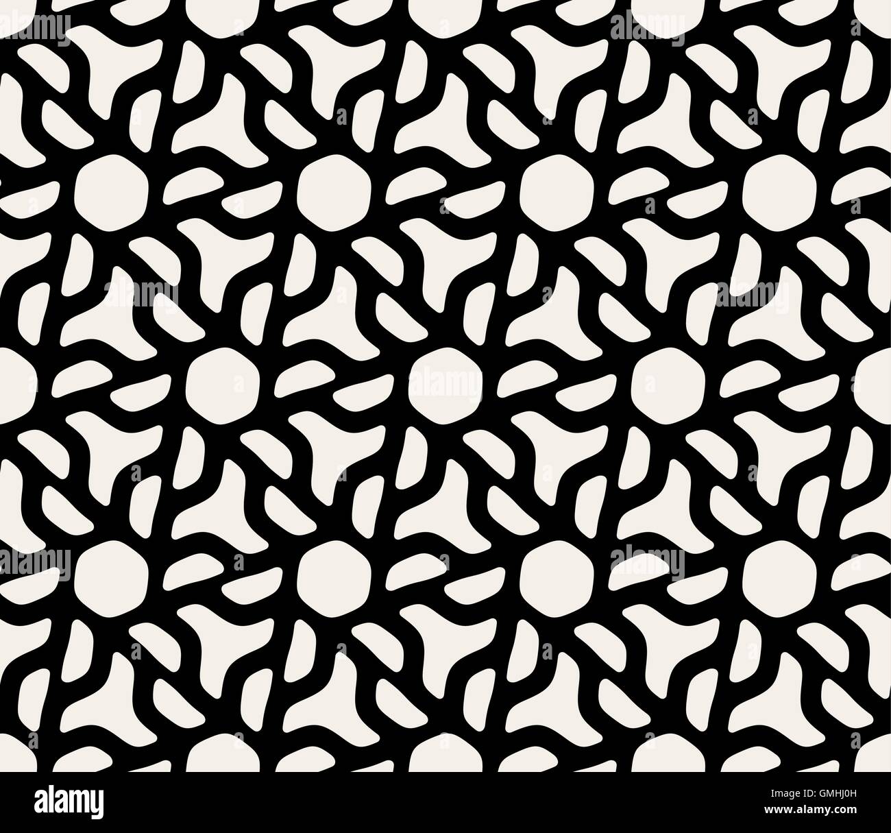 Seamless Vector Black & White Modèle Gamme arrondie hexagonale Illustration de Vecteur
