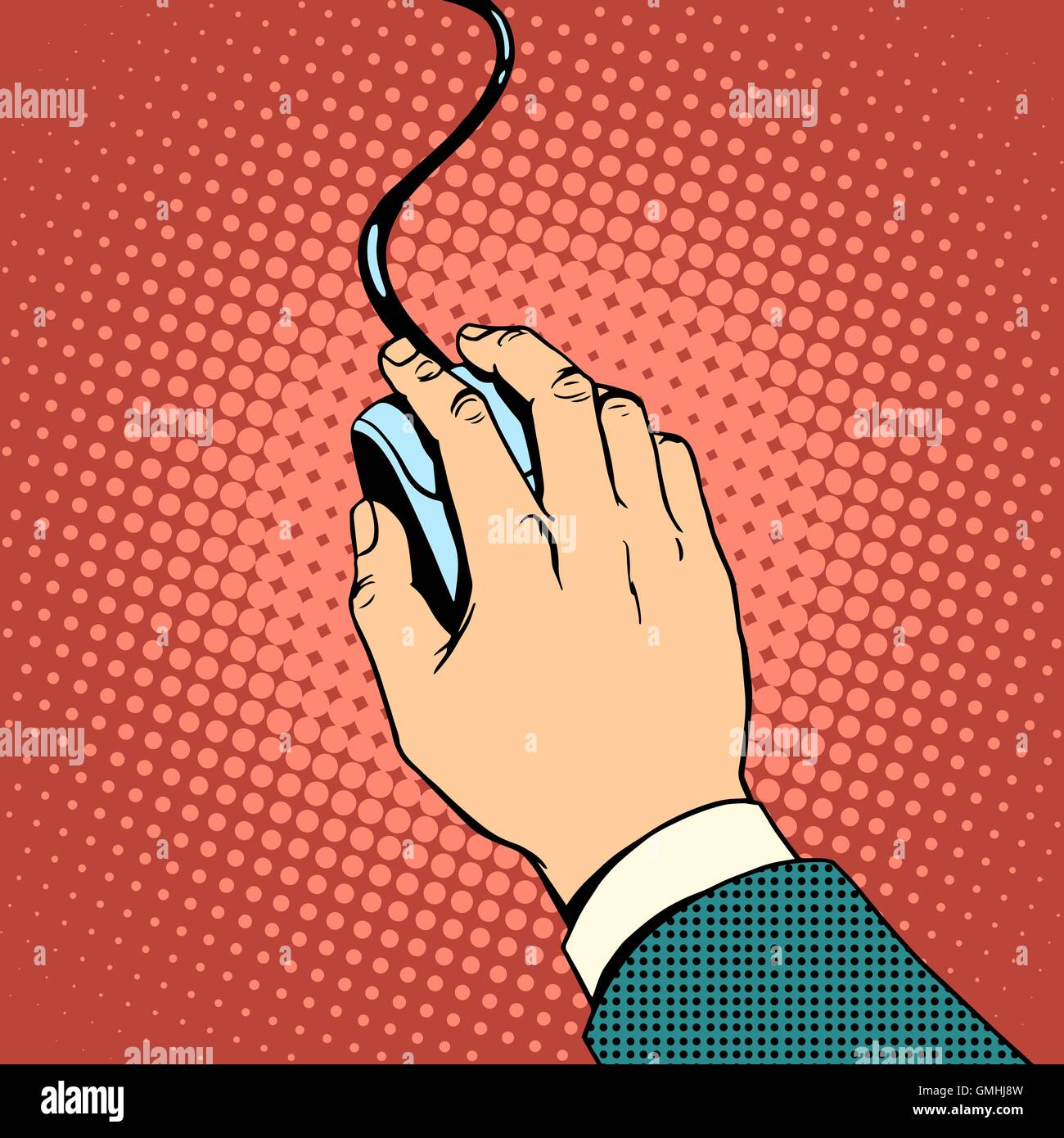 La main sur la souris de l'ordinateur Illustration de Vecteur