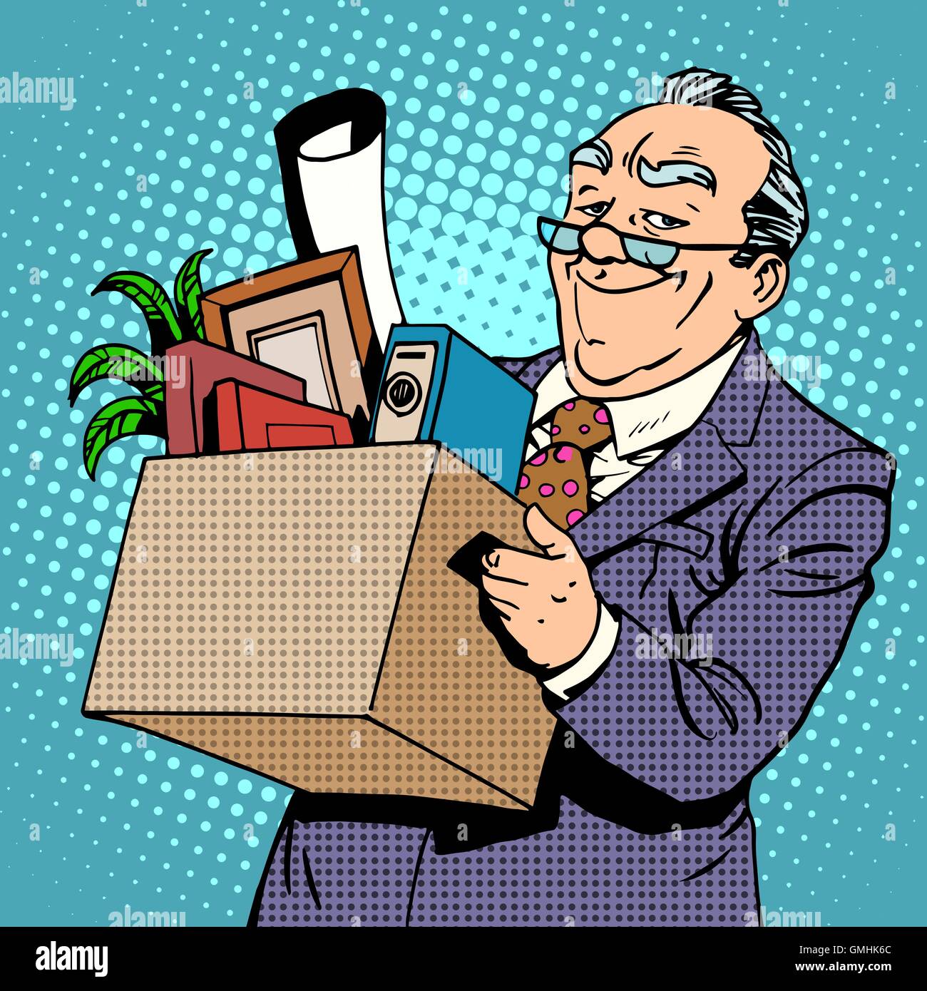Happy businessman va de l'office d'une pension Illustration de Vecteur