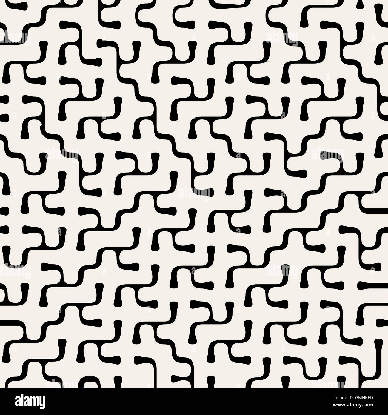 Seamless Vector Labyrinthe organique Motif de ligne arrondie Illustration de Vecteur