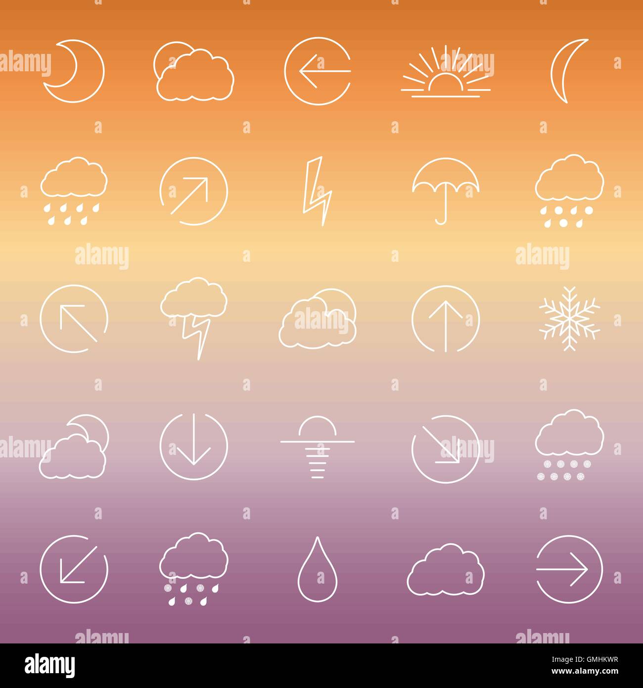Ensemble d'icônes météo linéaire, Vector illustration Illustration de Vecteur
