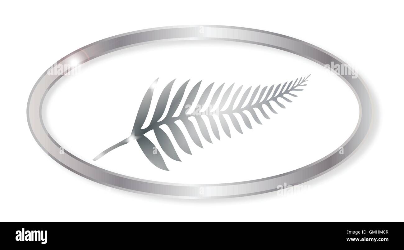 Nouvelle Zélande Silver Fern Bouton Ovale Illustration de Vecteur