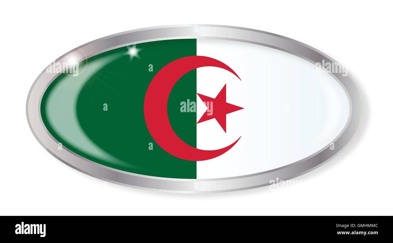 Drapeau algérien Bouton Ovale Illustration de Vecteur