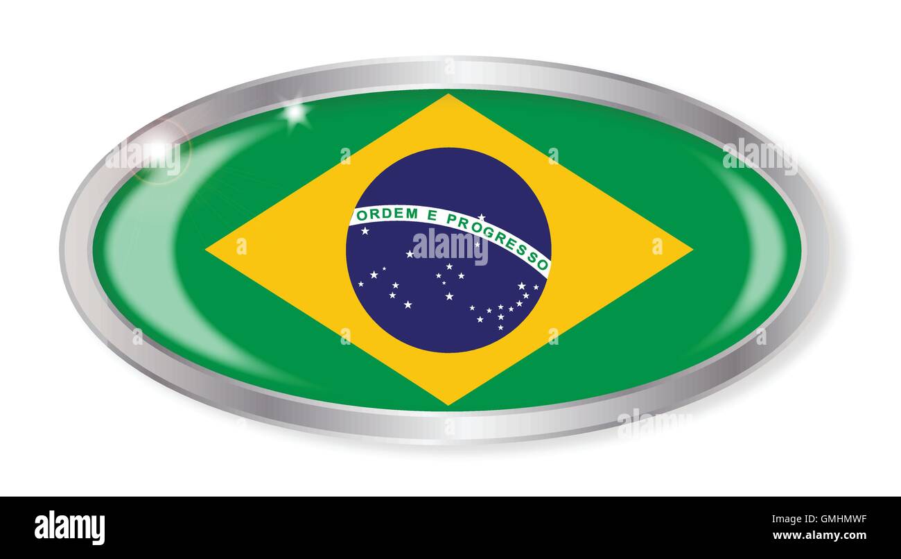 Drapeau Brésil Bouton Ovale Illustration de Vecteur