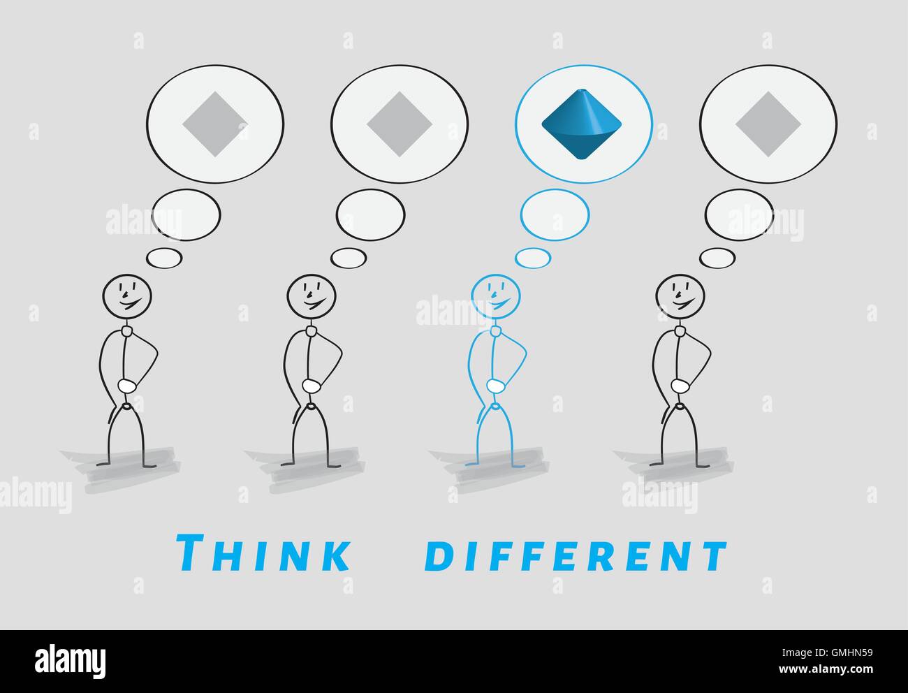 Pensez différemment, 2D vs 3D Illustration de Vecteur