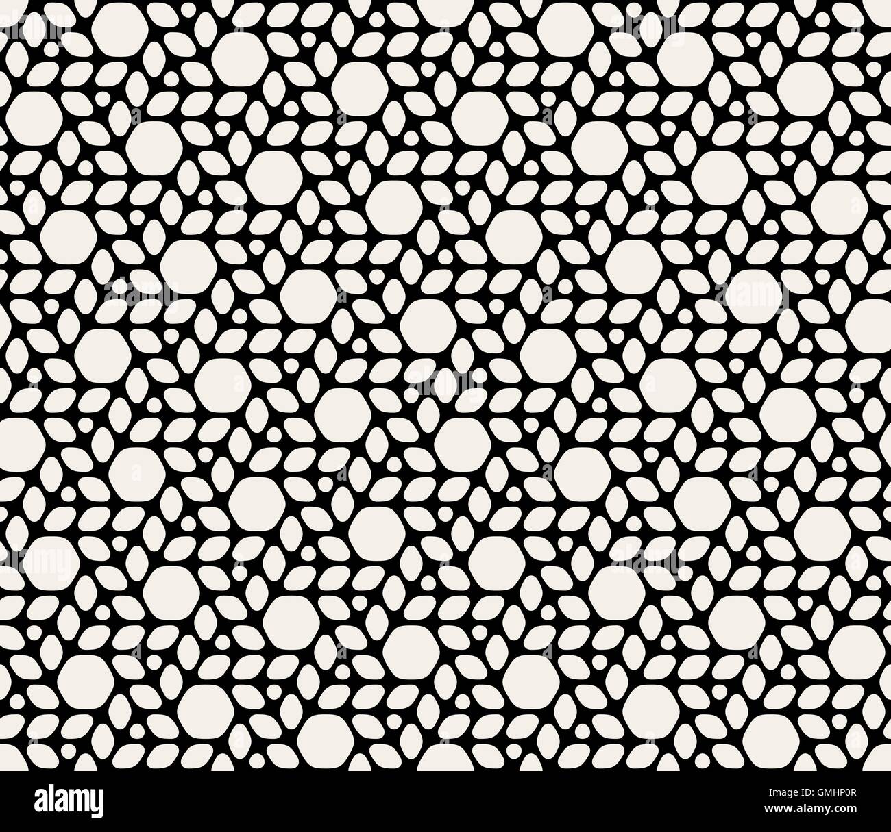 Seamless Vector arrondi noir & blanc motif cercles hexagonaux Illustration de Vecteur