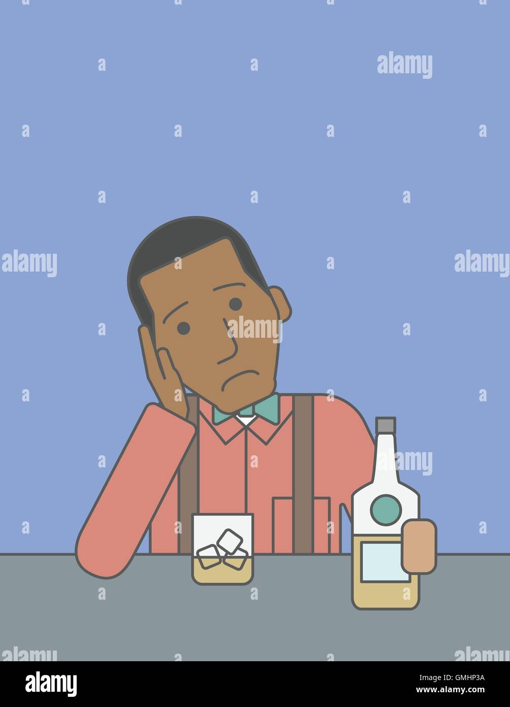 Homme avec bouteille et verre. Illustration de Vecteur