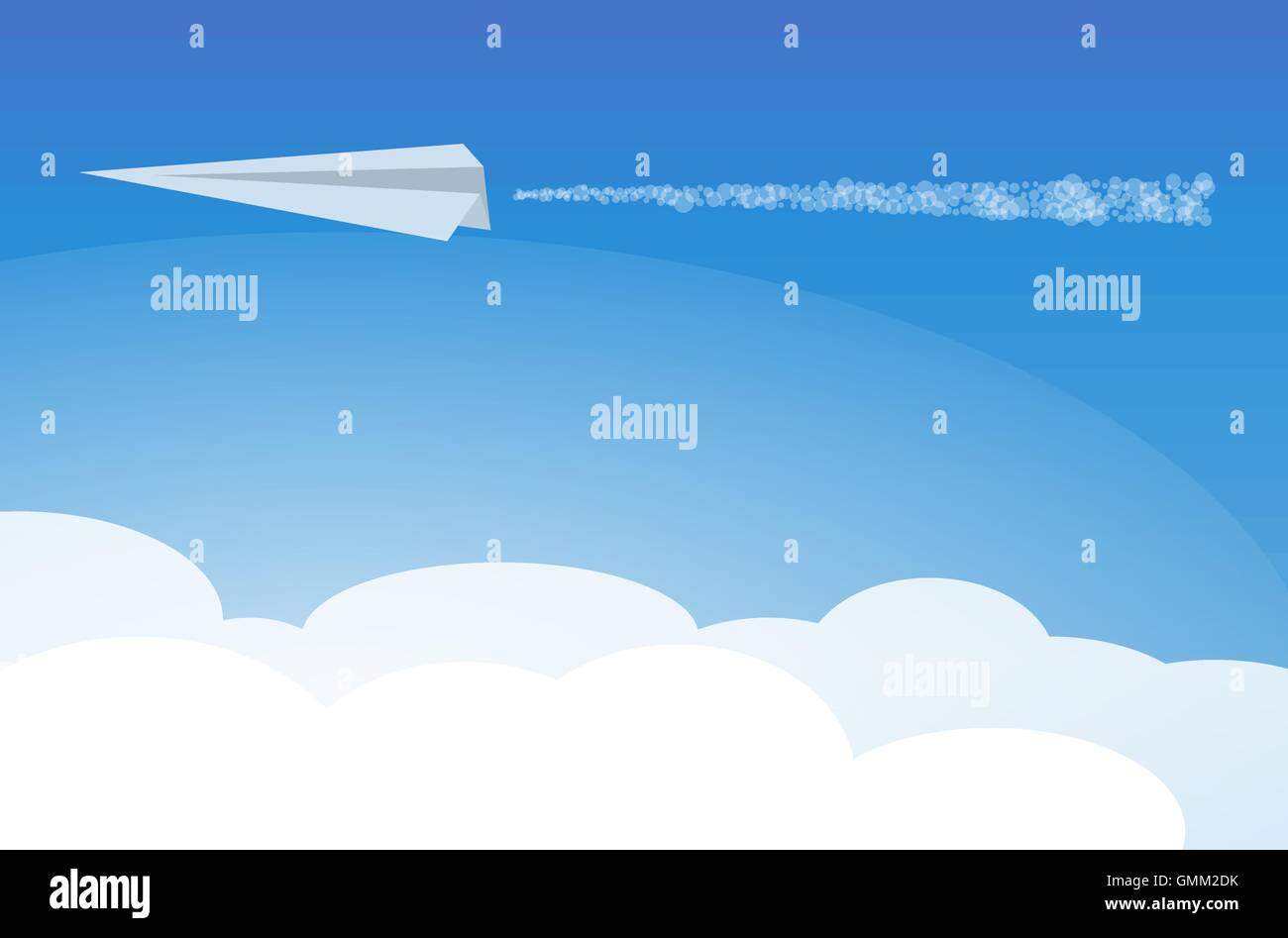 Avion en papier dans les nuages Illustration de Vecteur