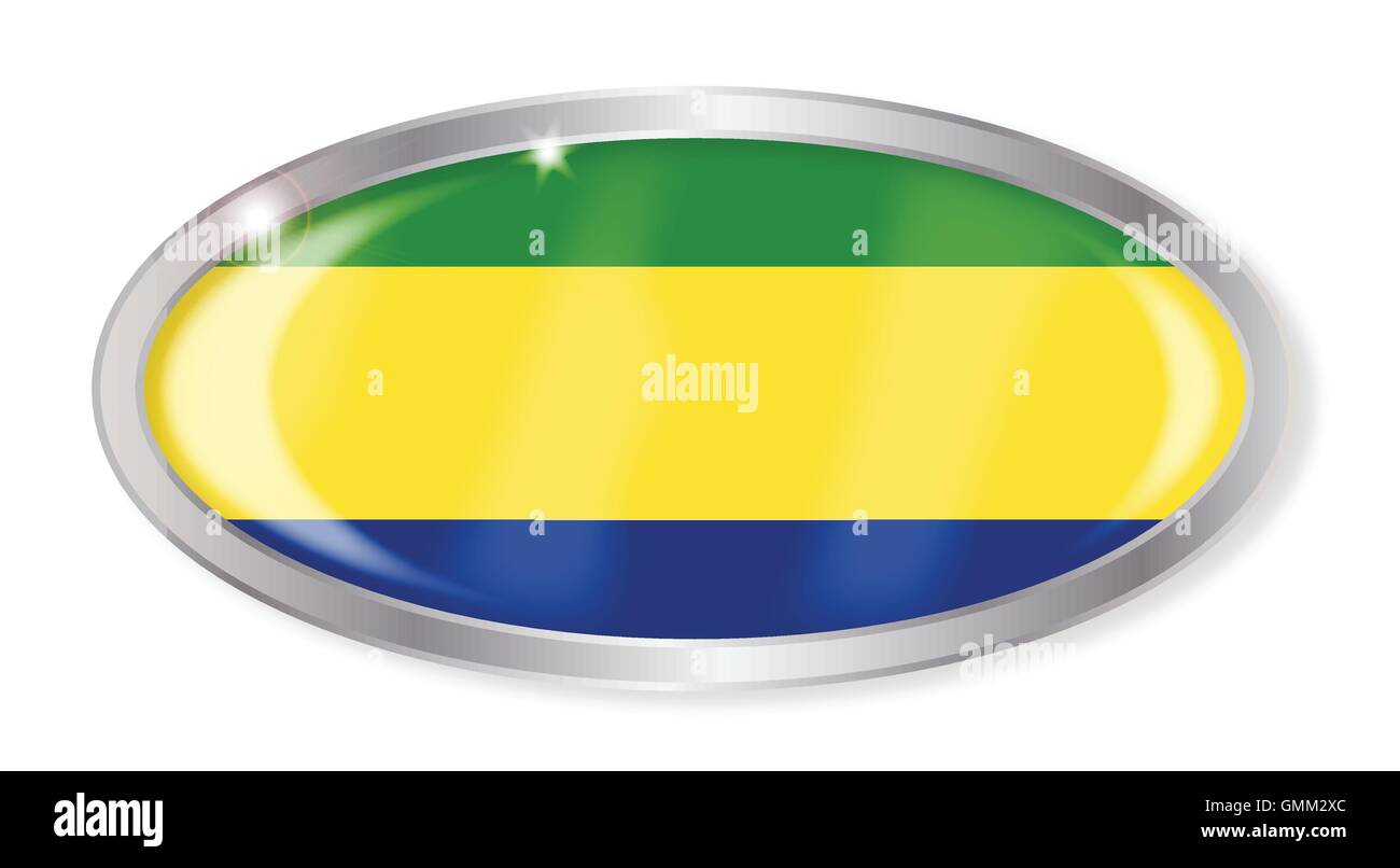 Drapeau Gabon Bouton Ovale Illustration de Vecteur