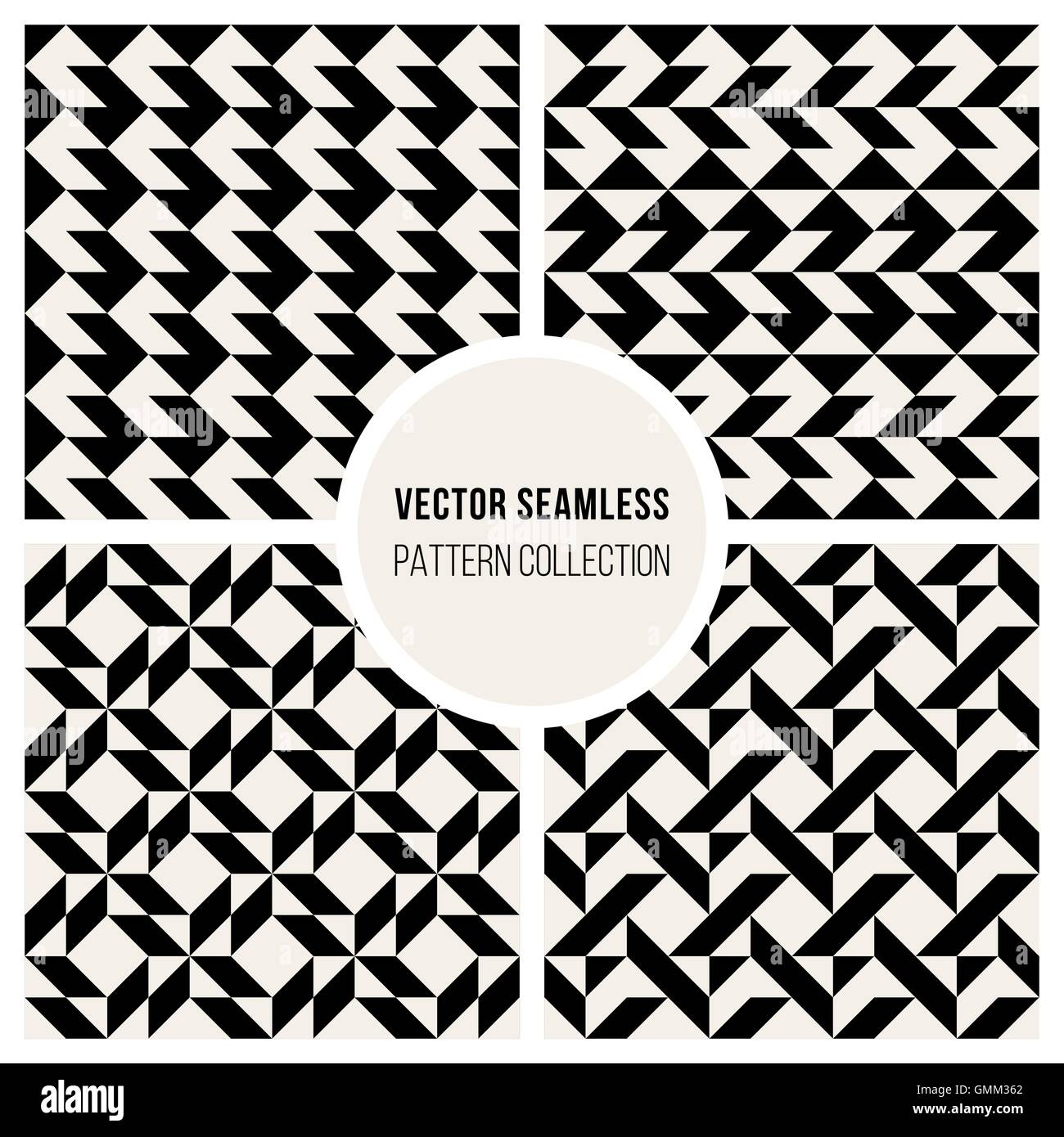 Vector Seamless pattern géométrique Triangle Carré BW Illustration de Vecteur