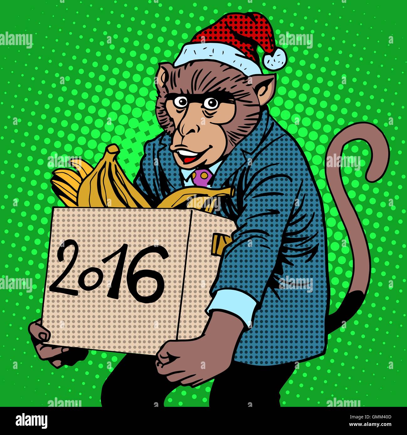 Le symbole singe père noël nouvelle année 2016 Illustration de Vecteur