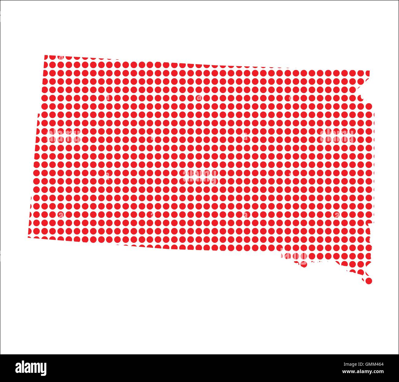 Carte à points rouges du Dakota du Sud Illustration de Vecteur