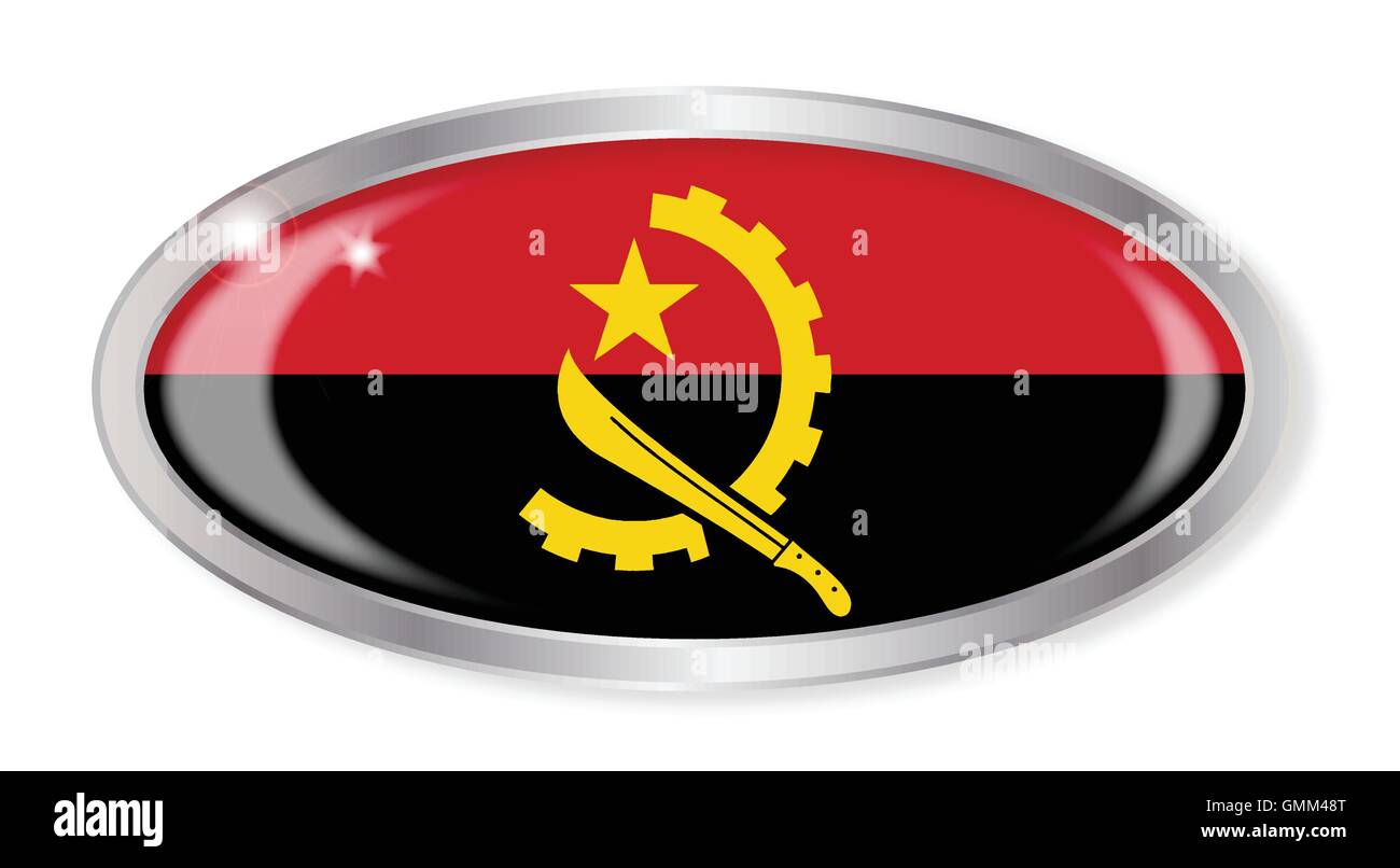 Drapeau Angola Bouton Ovale Illustration de Vecteur