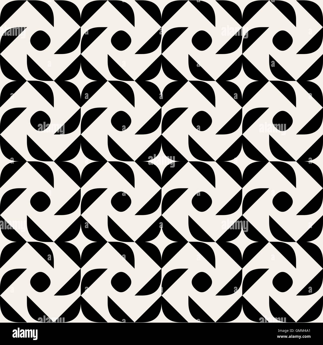 Seamless Vector arrondi noir et blanc motif géométrique d'un demi-cercle Illustration de Vecteur