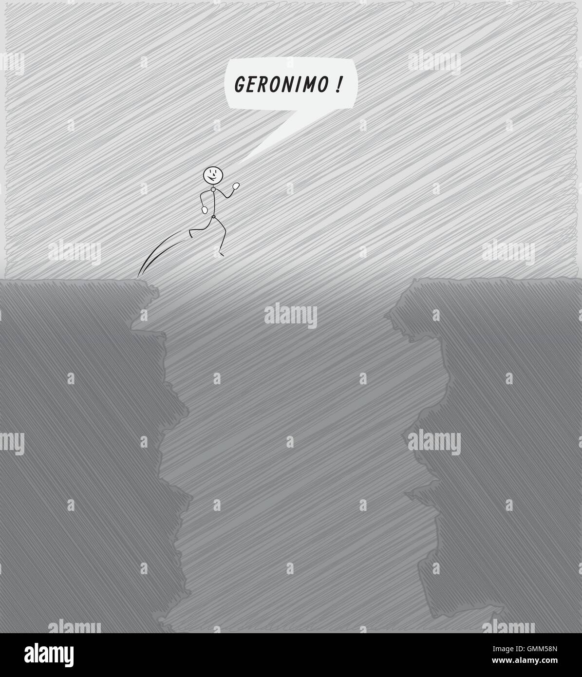 Man jumping over the Abyss Illustration de Vecteur