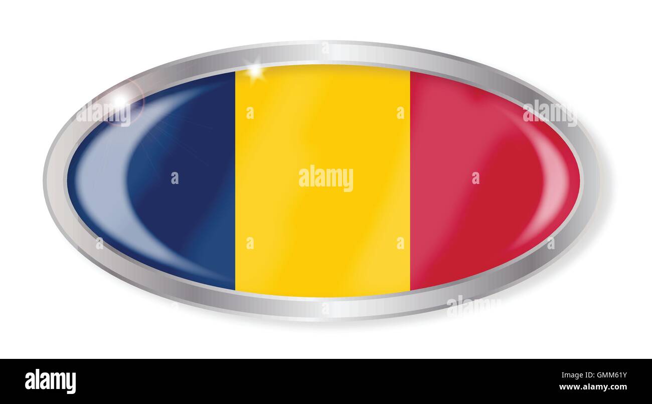 Tchad Drapeau Bouton Ovale Illustration de Vecteur