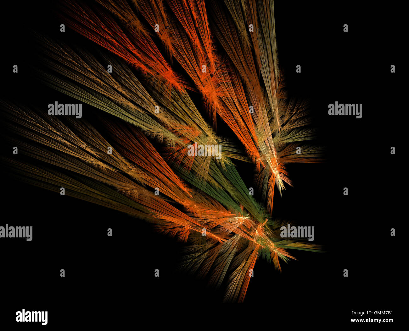 L'abstraction de la fractale, flying Comet sur fond noir Banque D'Images