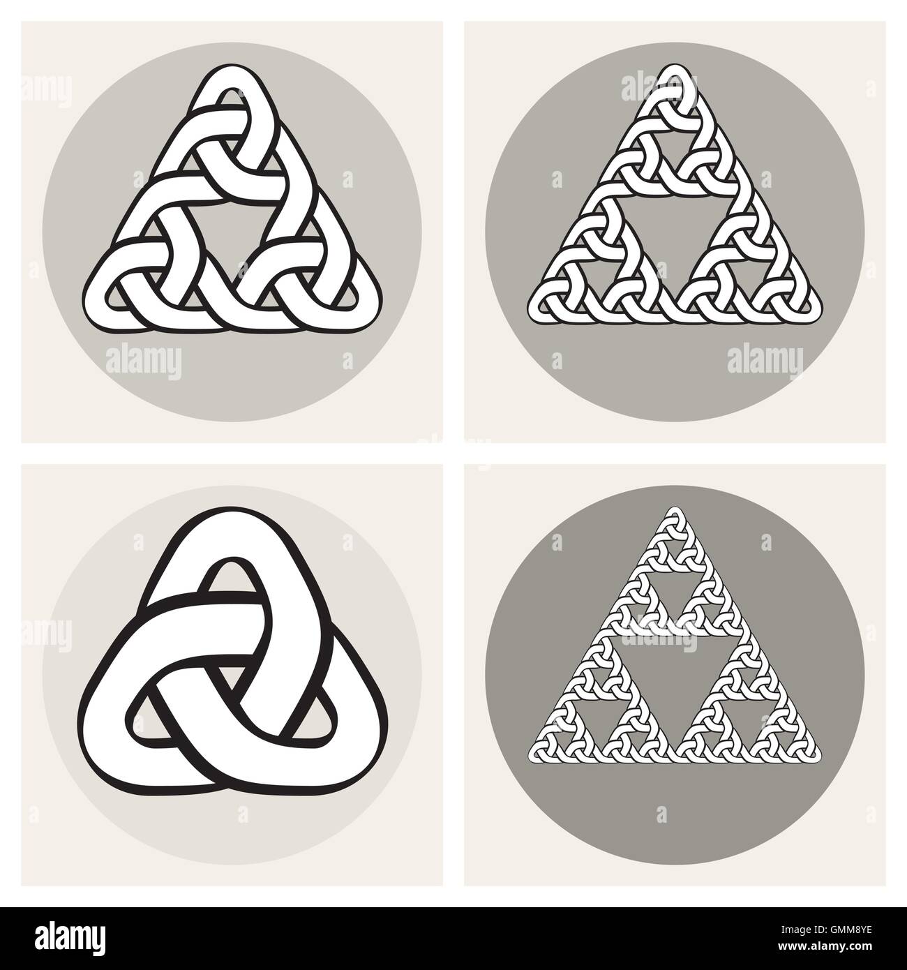 Ensemble de quatre ligne entrelacement celtique vecteur Noeuds Éléments Design Triangle Illustration de Vecteur