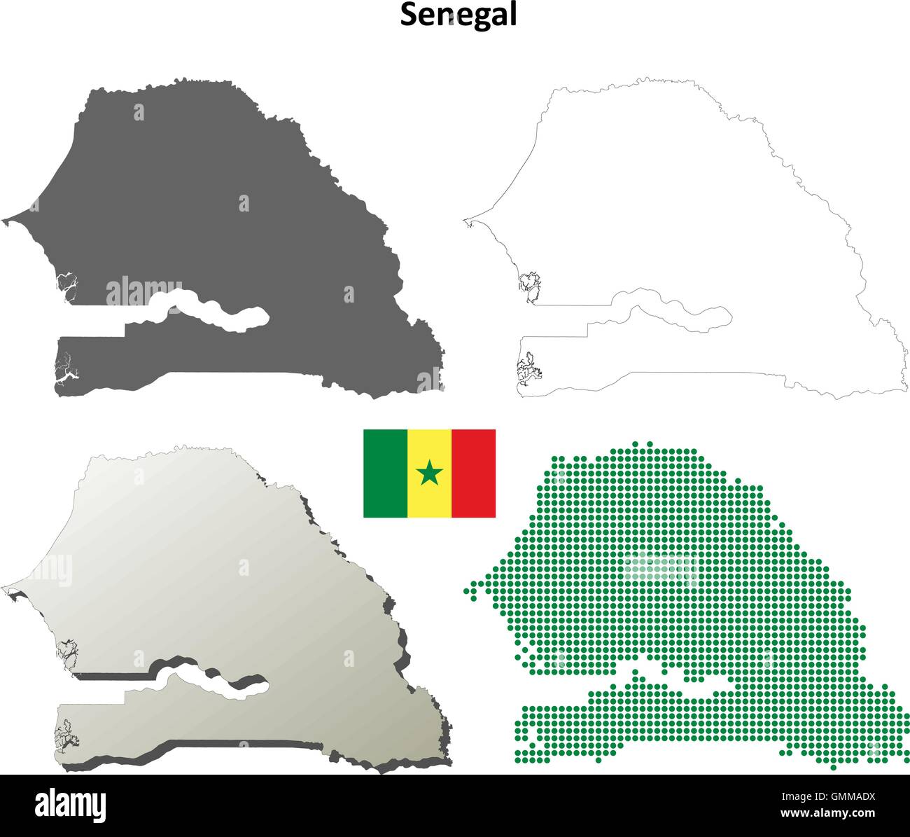 Sénégal carte contour défini Illustration de Vecteur