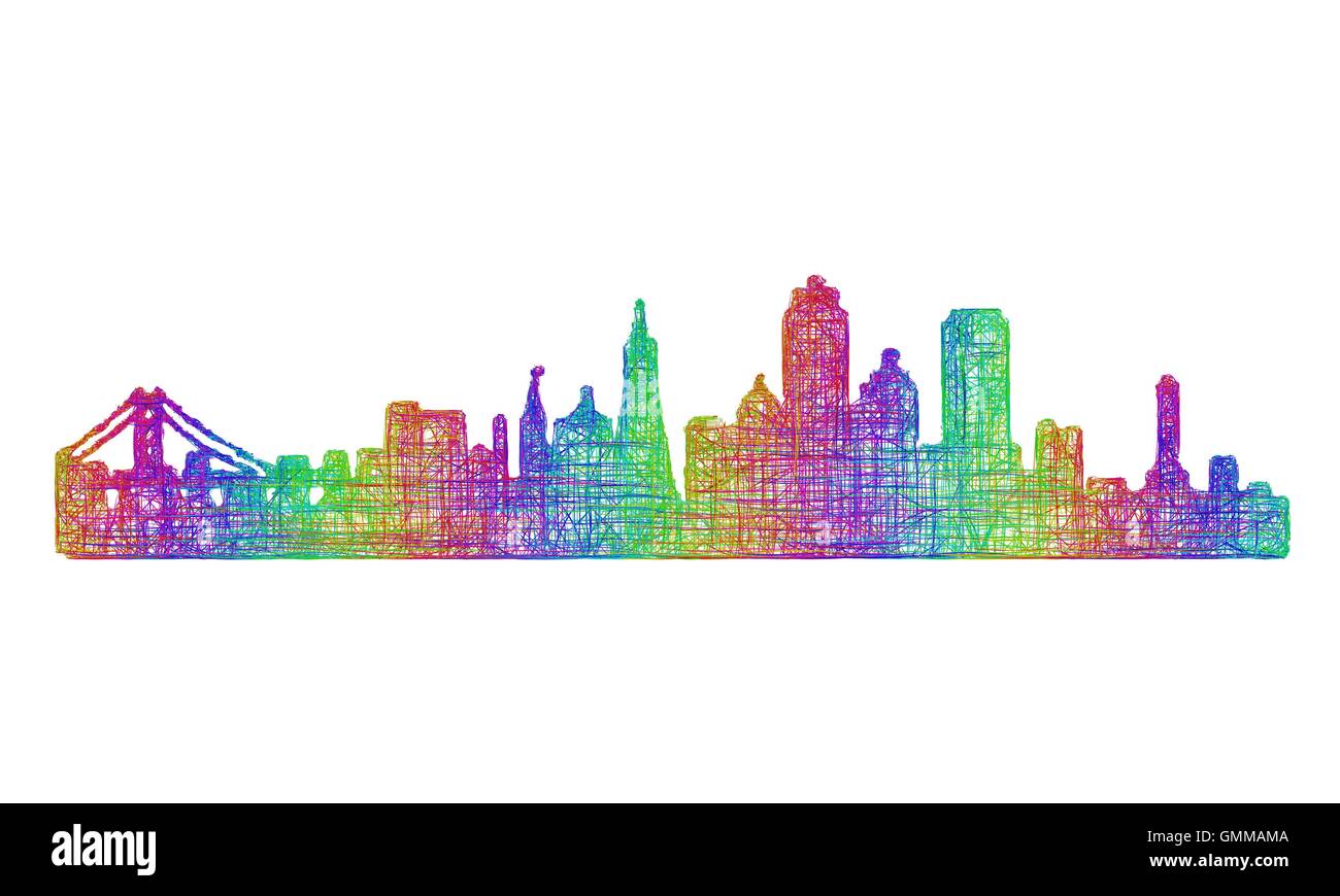 San Francisco skyline silhouette - art ligne multicolore Illustration de Vecteur