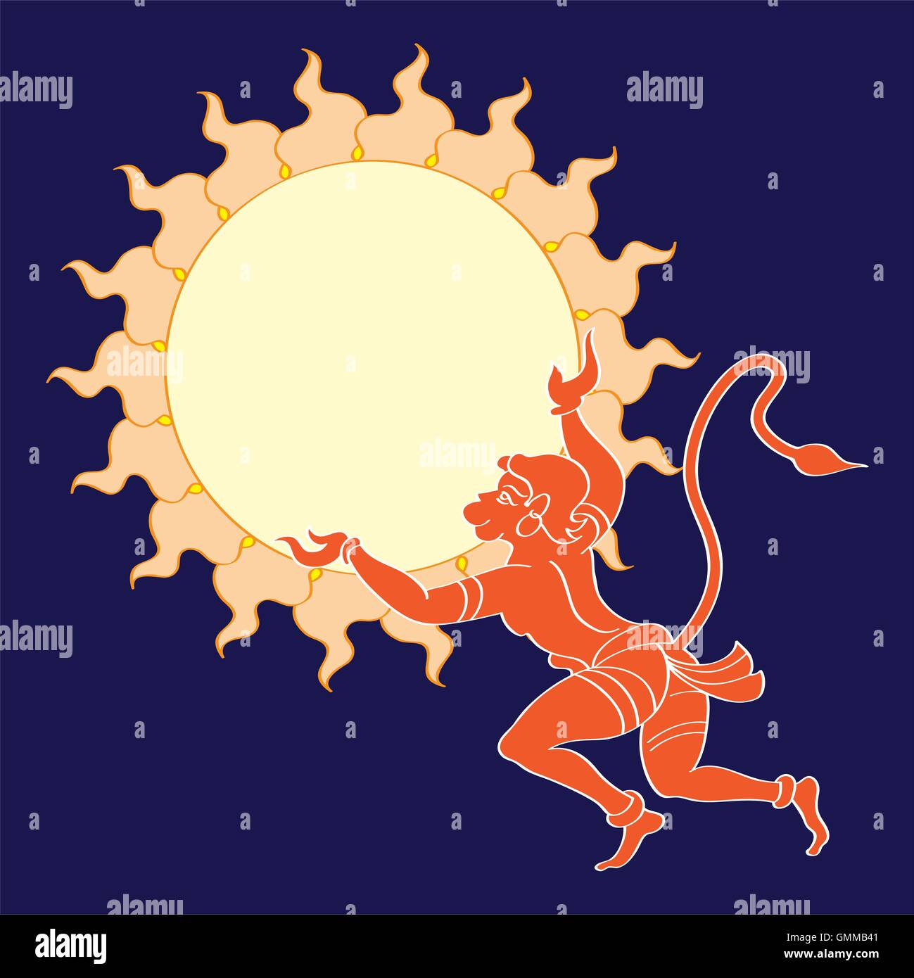 Hanuman Sun Capture Illustration de Vecteur