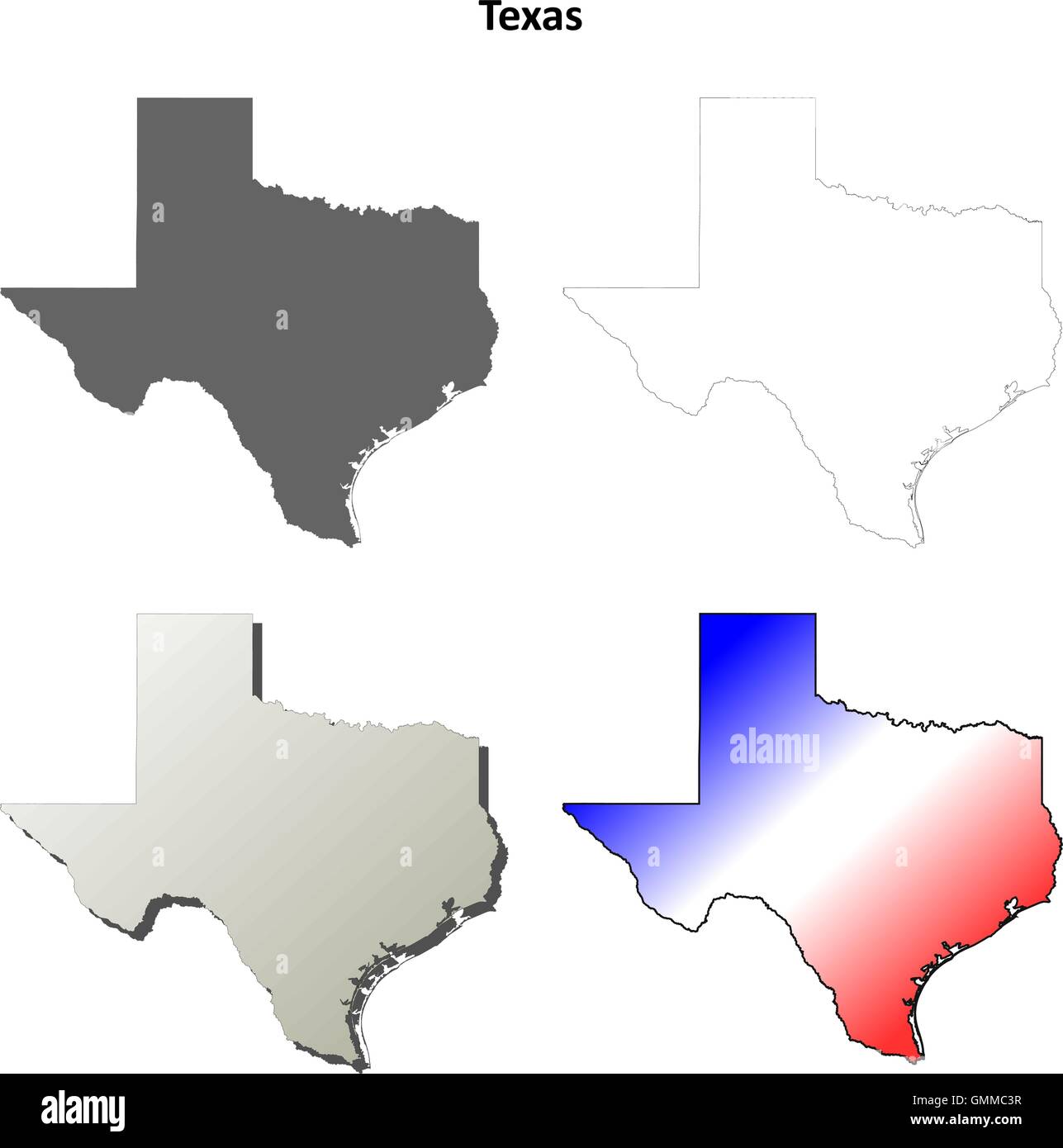 Texas carte contour défini Illustration de Vecteur