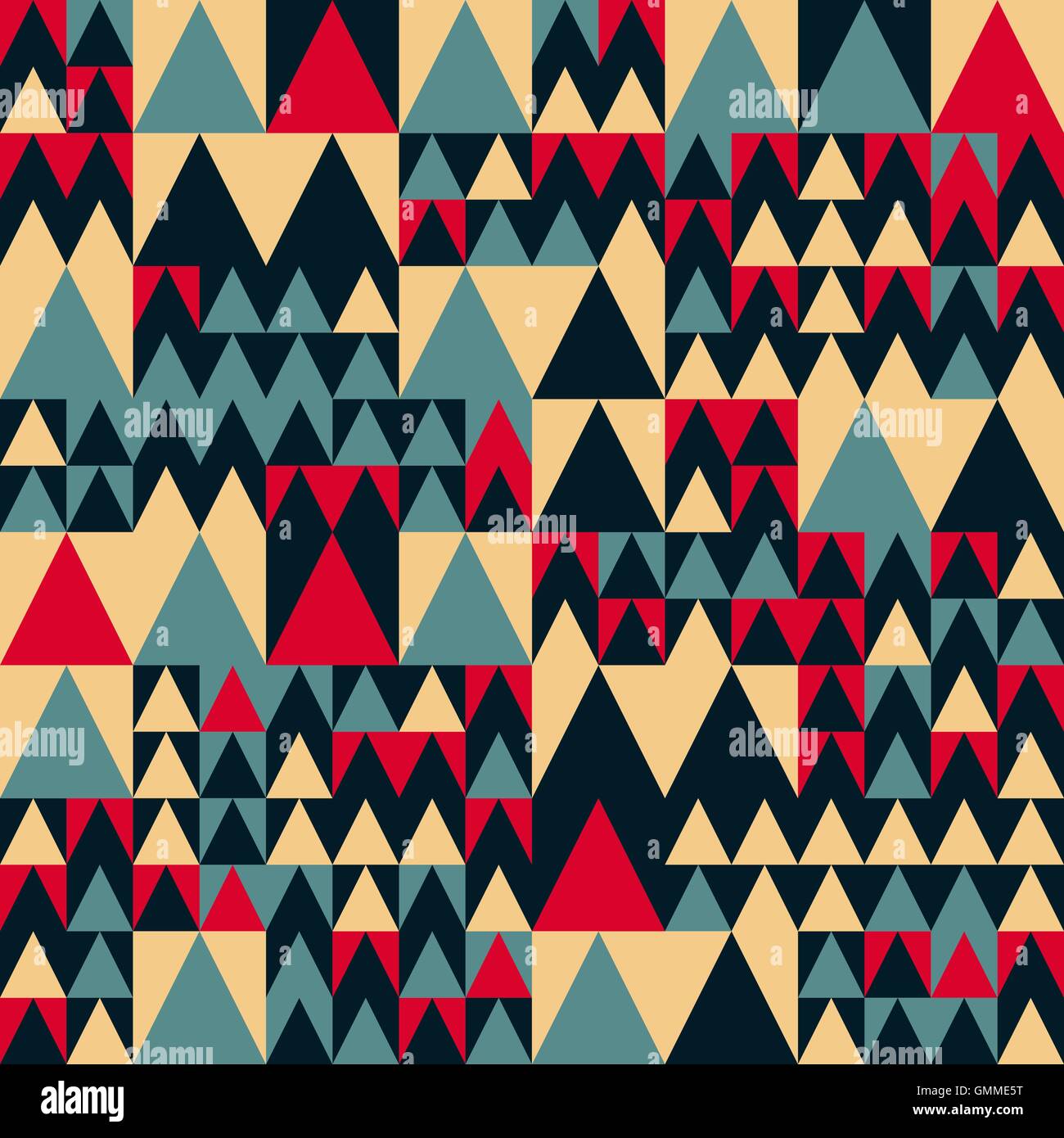 Seamless Vector Bleu Marine Rouge Couleurs Tan Triangle irrégulier géométrique motif carré Illustration de Vecteur