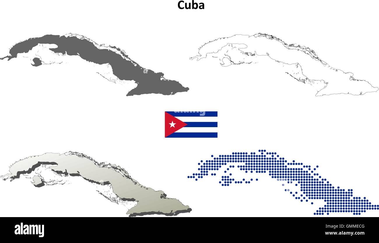 Cuba carte contour défini Illustration de Vecteur