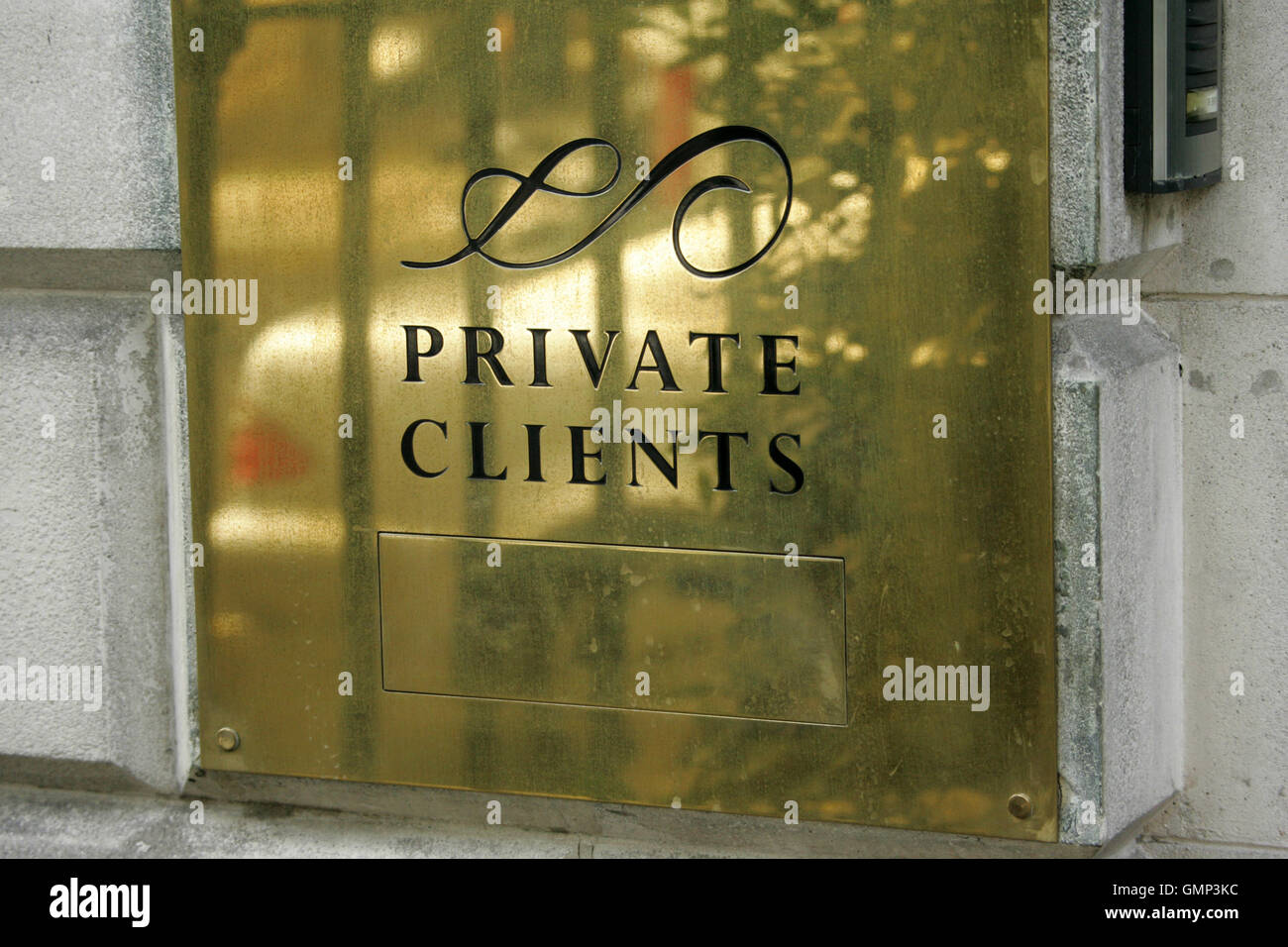 Clients privés plaque, Berkeley Square dans de Mayfair, Londres, accueil de Hedge Funds, Private Equity, entreprises et gestionnaires de fonds, Banque D'Images