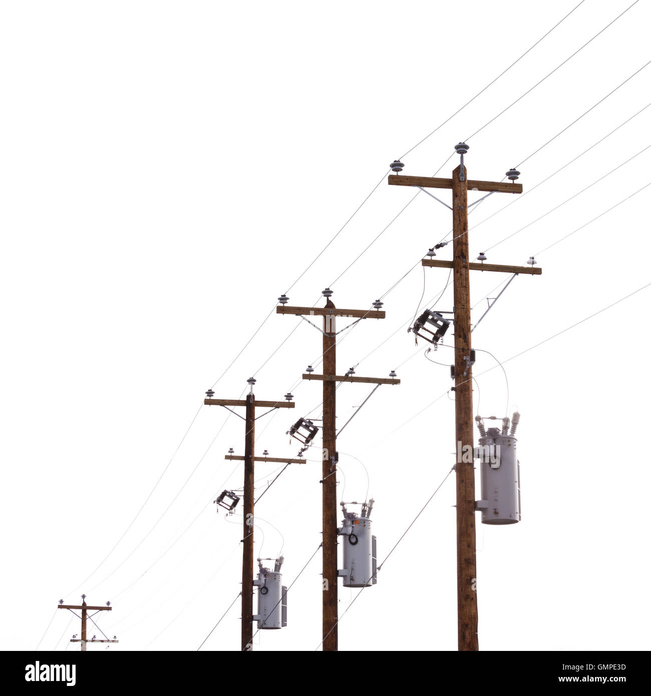 Rangée de electricity pylon isolated on white Banque D'Images Rangée de electricity pylon isolated on white Banque D'Images