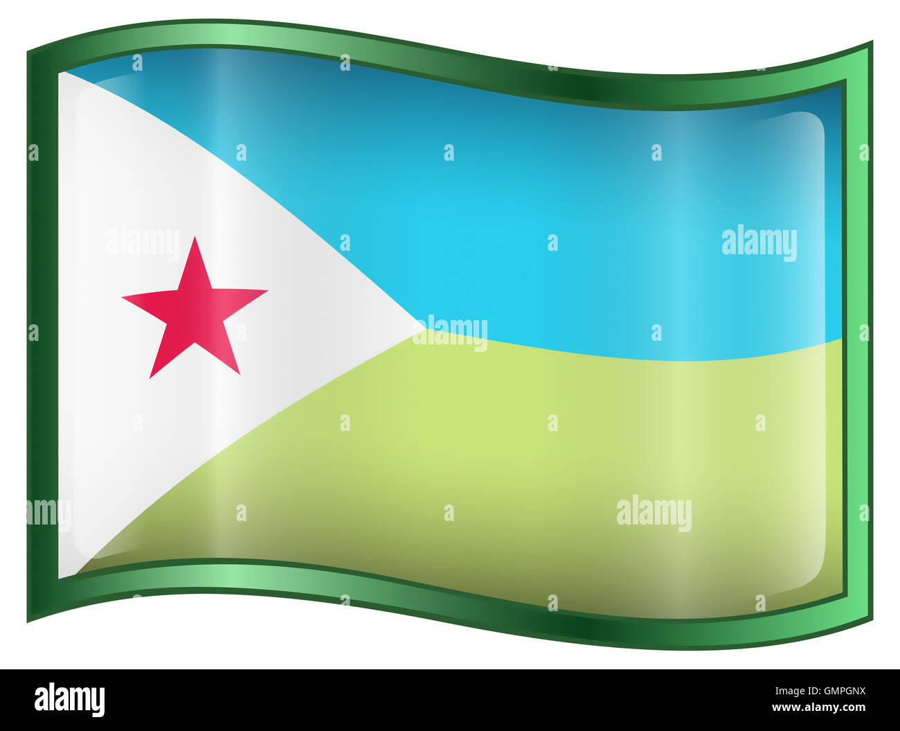 L'icône du drapeau Djibouti. Banque D'Images