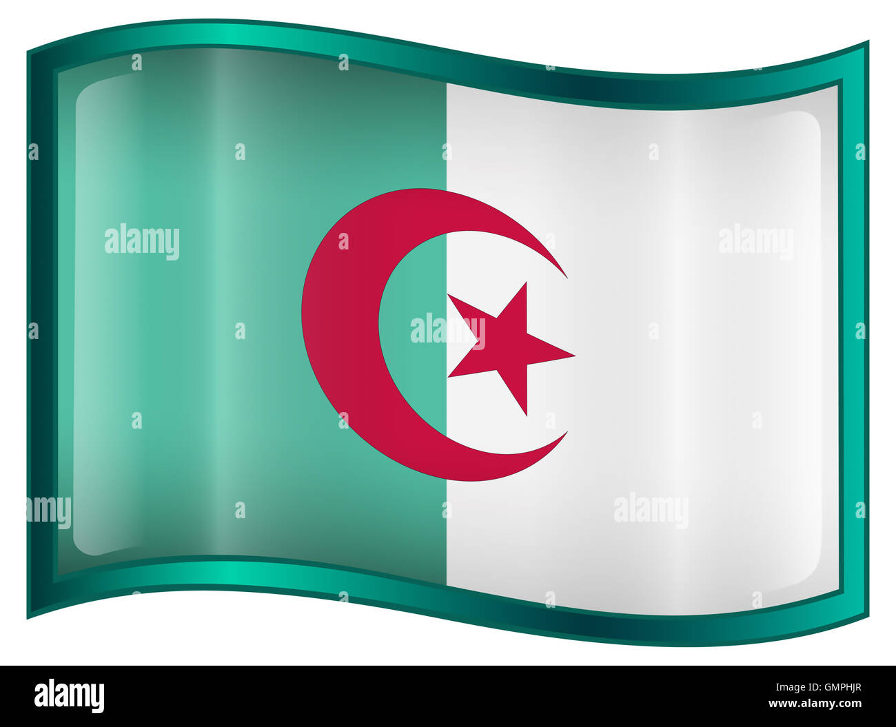 L'icône du drapeau de l'Algérie. Banque D'Images