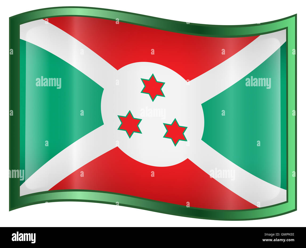 L'icône du drapeau du Burundi. Banque D'Images