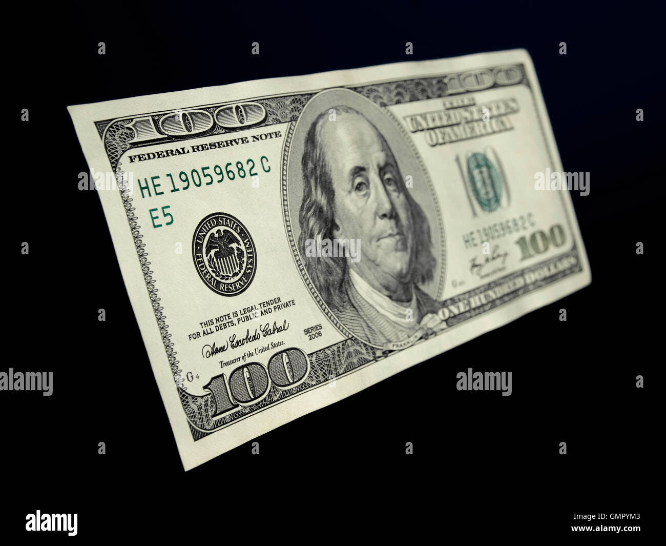 100 isolé dollar bill Banque D'Images