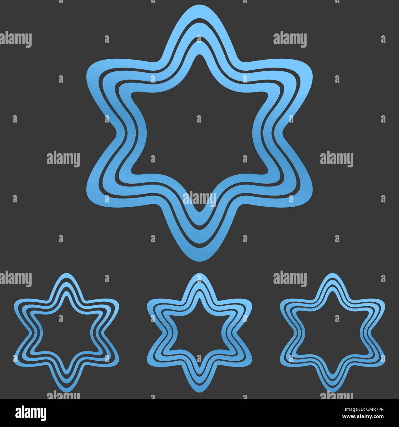 Ligne bleue star logo design set Illustration de Vecteur