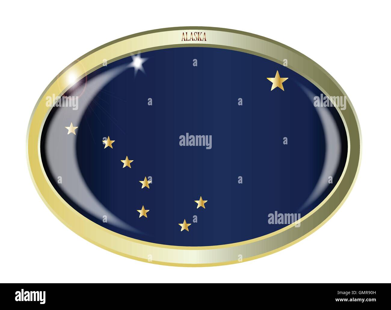 Drapeau de l'état de l'Alaska Bouton Ovale Illustration de Vecteur