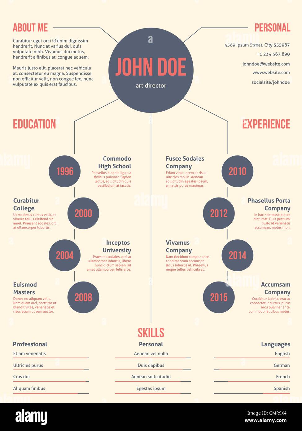 Simpliste mais cool modèle de cv cv moderne Illustration de Vecteur