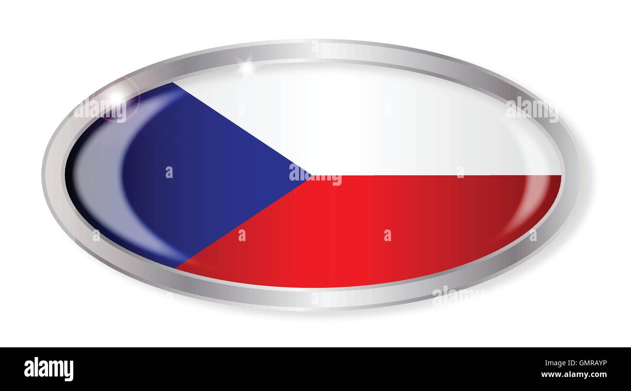 Drapeau de la République tchèque Bouton Ovale Illustration de Vecteur