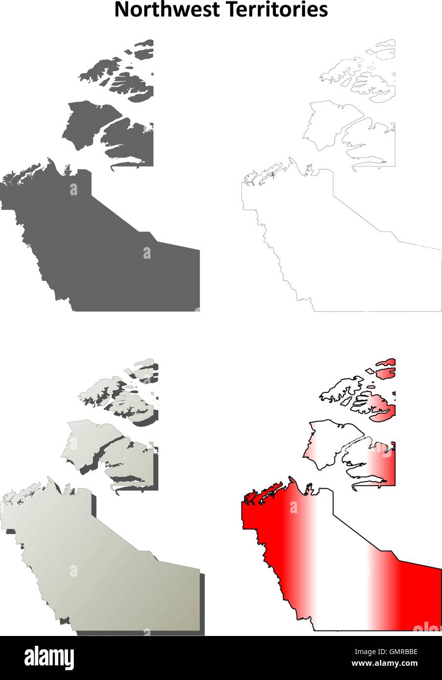 Territoires du Nord-Ouest carte muette set Illustration de Vecteur