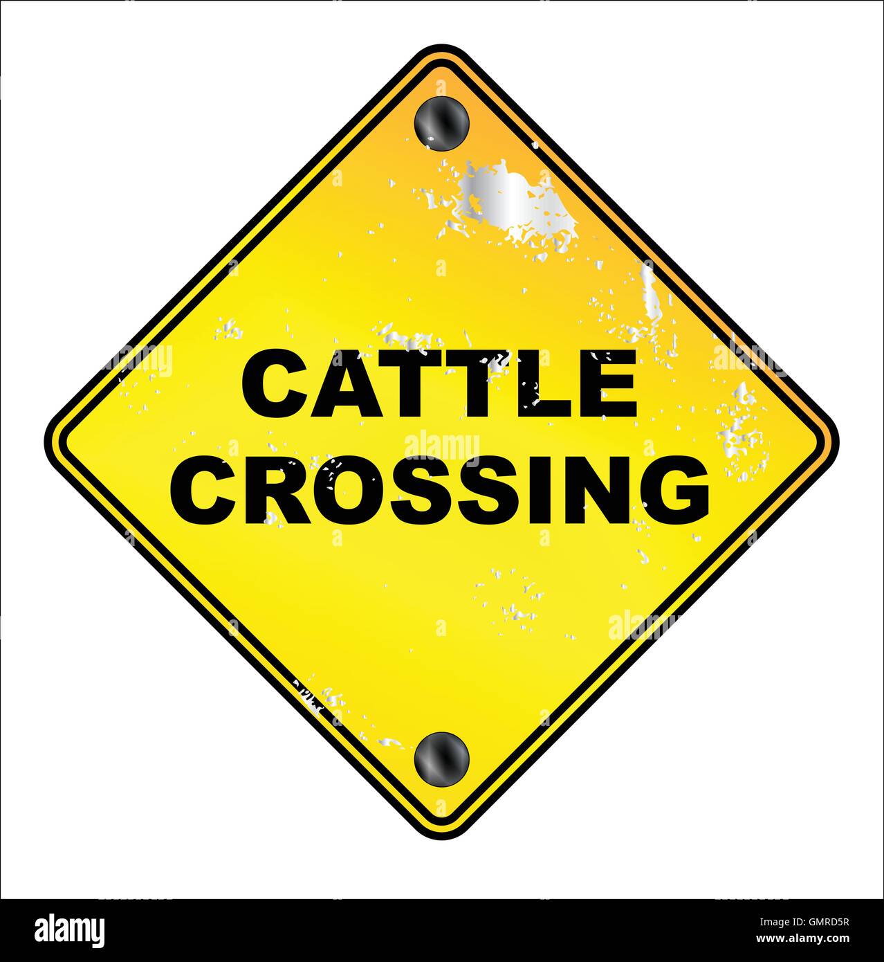 Yellow Cattle Crossing Sign Illustration de Vecteur