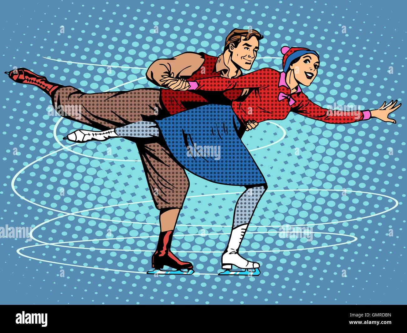 Paire de patineurs artistiques en danse sur glace Illustration de Vecteur