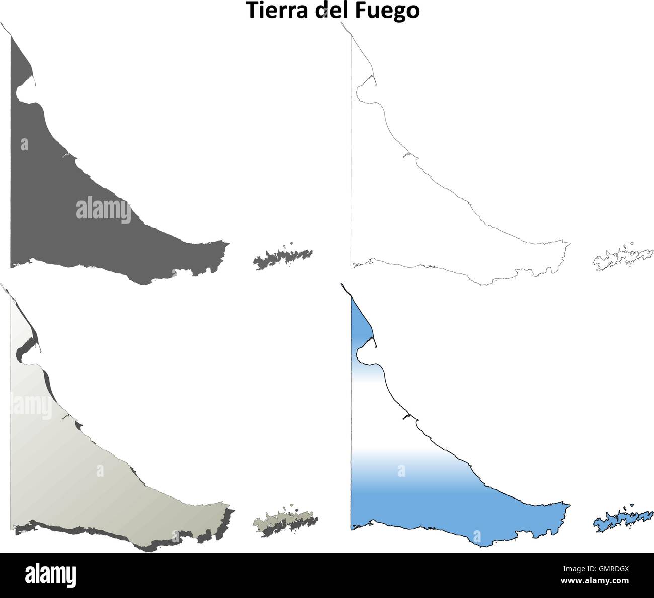Tierra del Fuego carte muette set Illustration de Vecteur