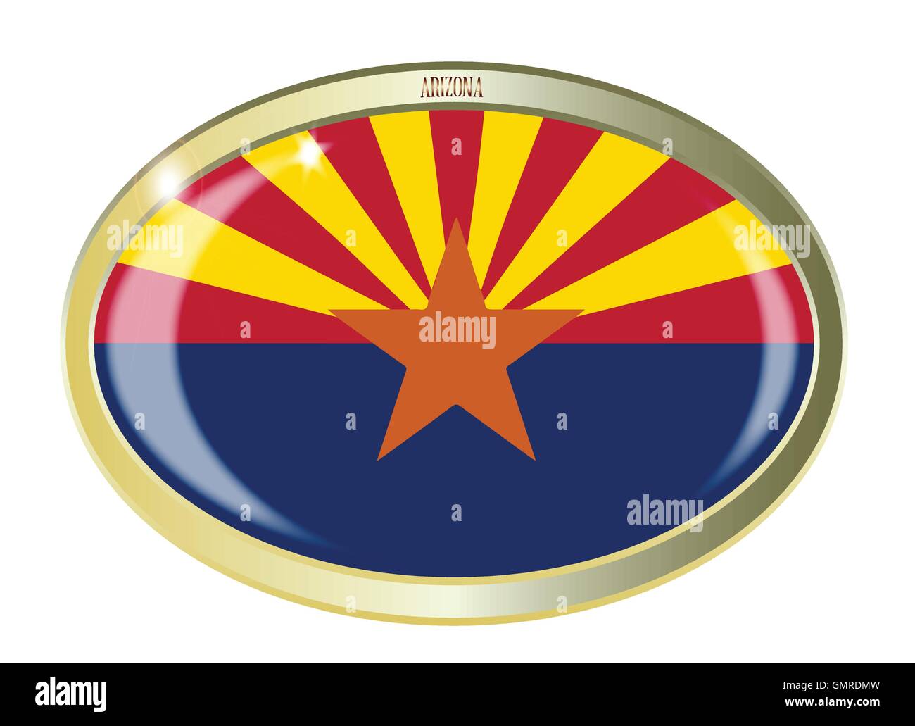 Drapeau de l'état de l'Arizona Bouton Ovale Illustration de Vecteur