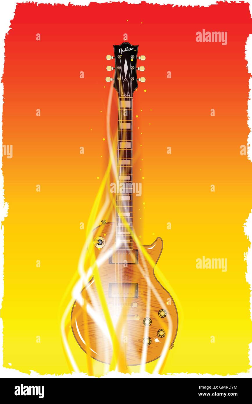 Guitare électrique Solid gravure Illustration de Vecteur