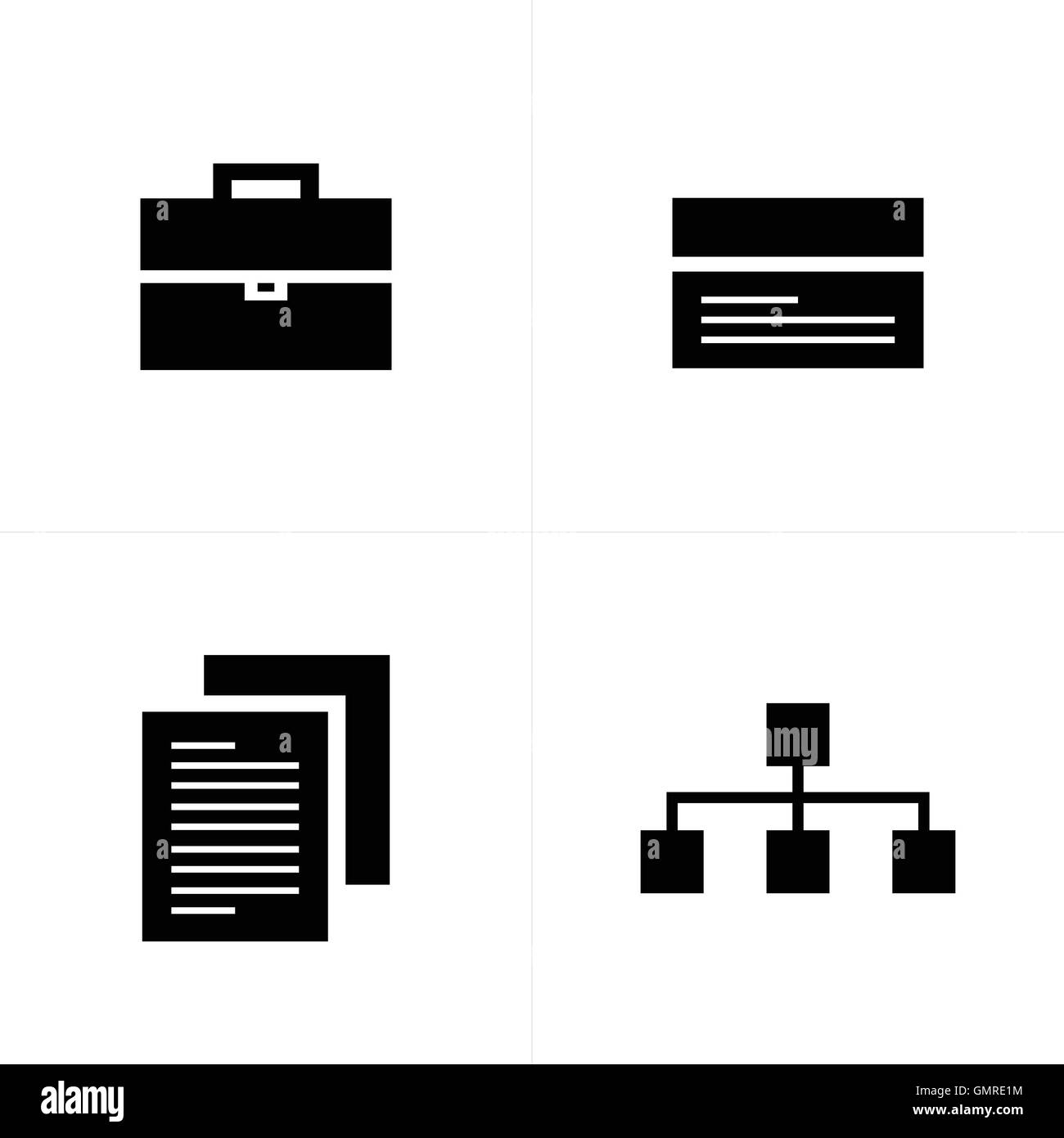 Icônes d'affaires télévision couleur noir Illustration de Vecteur