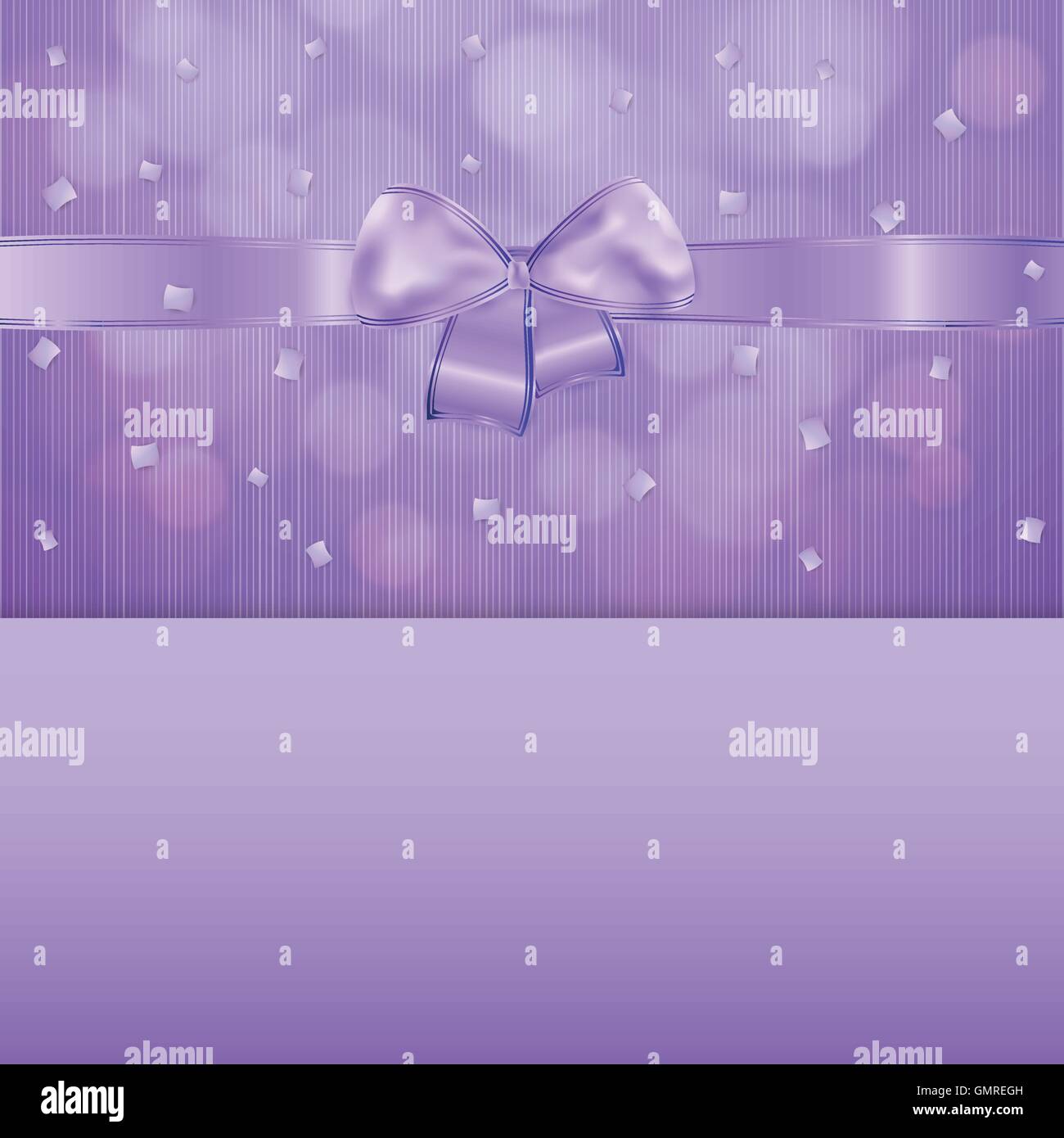 Carte cadeau violet avec ruban et confetti Illustration de Vecteur