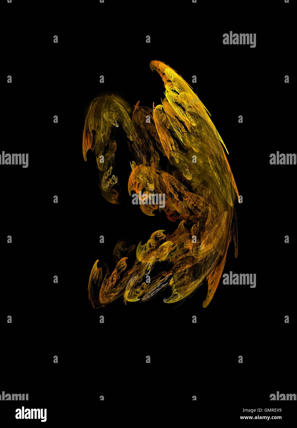 Les fractales, résumé figure sur un fond noir. Banque D'Images