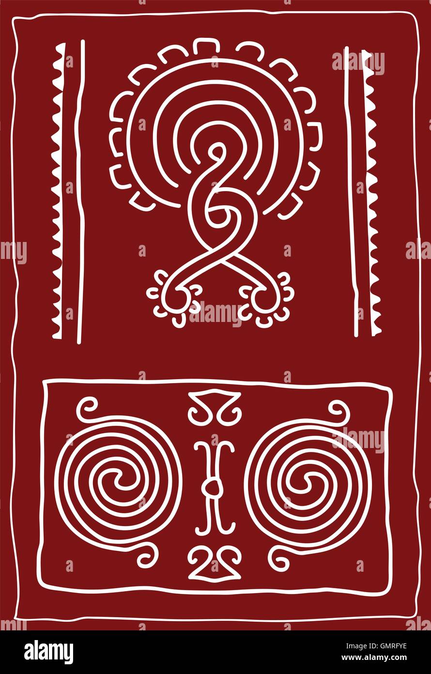 Folk, Tribal, Motif Design, peinture murale Illustration de Vecteur