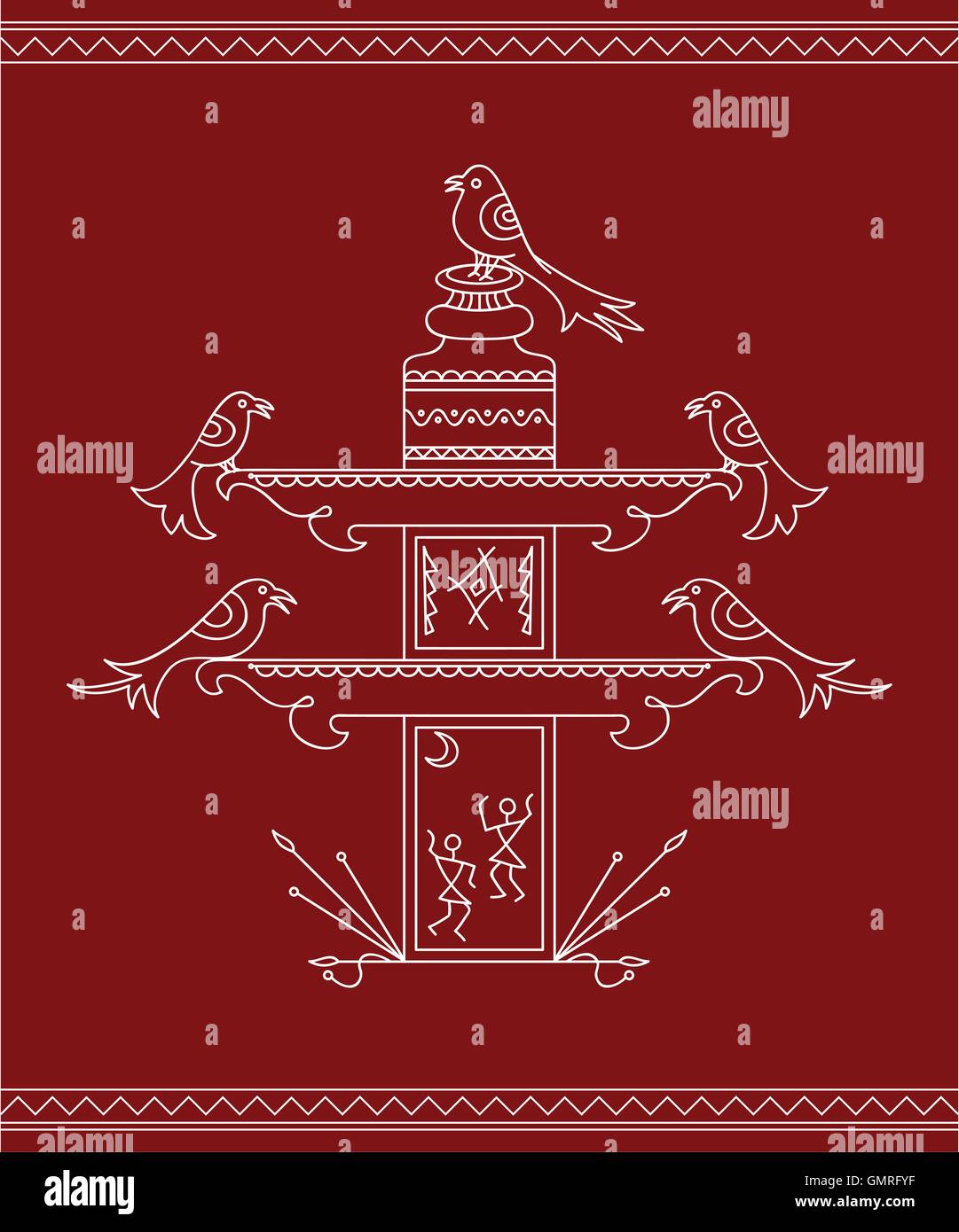 Oiseau Folk, Tribal, Motif Design, peinture murale Illustration de Vecteur Oiseau Folk, Tribal, Motif Design, peinture murale Illustration de Vecteur